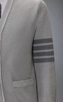 Thom Browne Garment Dye Cardigan Stitch V Neck Cardigan In Cotton W/ Tonal 4 Bar Stripe
