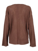 Fabiana Filippi Maglia Scollo V Manica 3/4 In Lana Con Paillettes Color Ebano