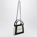 Balenciaga Navy XS BEIGE / Toile noire et sac de cabas en cuir