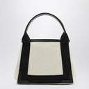 Balenciaga Navy XS BEIGE / Toile noire et sac de cabas en cuir