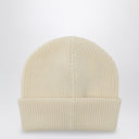 Moncler White Wool Cap con logo