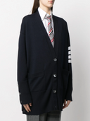 Thom Browne Exaggerated Fit V Neck Cardigan W/ 4 Bar Stripe In Fine Merino Wool