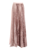 Fabiana Filippi Gonna Ampia Lunga In Satin Stampato Plissettato Color Cacao/Beige Scuro