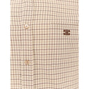 Celine Logo Embroidered Checked Cotton Shirt