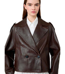 Max Mara Weekend Felino Brown Leather Jacket