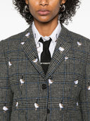 Thom Browne Fit 3 High Armhole Sportcoat W/ Half Drop Satin Stitch Goose In Prince Of Wales Hunting Tweed