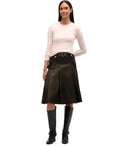 Ganni Brauner Nylon-Midirock