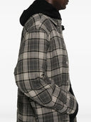Off White Spray Arr Check Flan Padd Ove Dark Grey