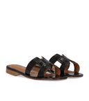 Paolo Ferrara Croco Print Dark Brown Sandal