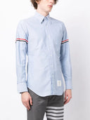Thom Browne Classic Long Sleeve Button Down Point Collar Shirt W/ Gg Armband In Oxford