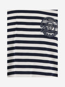 Versace Striped Cotton T Shirt With Logo