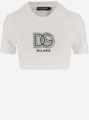 Dolce & Gabbana Stretch Cotton Crop T Shirt With Logo