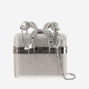 حقيبة كلاتش من الساتان ذات الصورة الذاتية مع أحجار الراين