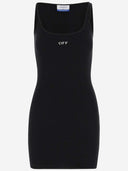 Off White Stretch Cotton Dress