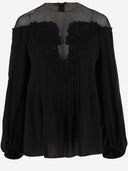 Chloè Silk Blusa con bordado