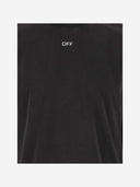 Off White Cotton T Shirt With Painted Print And Logo
