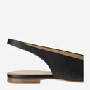 Off White Leder Slingback mit metallischen Zeh