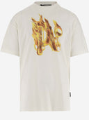 Palm Angels Cotton T Shirt With Graphic Print And Logo