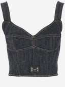Dolce & Gabbana Denim Bustier med logo plakett