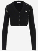 Off White Cropped Cardigan With Logo