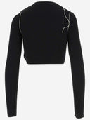 Off White Cropped Cardigan With Logo