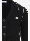 Off White Cropped Cardigan With Logo