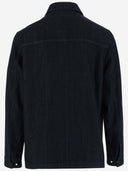 Giacca di denim Yves Salomon con applicazione in pelle