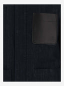 Giacca di denim Yves Salomon con applicazione in pelle