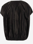 Partow Zip Up Leather Jacket With Short Sleeves