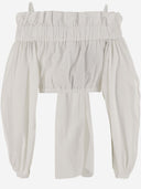 Patou Cotton Crop Top With Bow