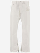Off jeans in denim di cotone bianco con logo