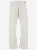 Off jeans in denim di cotone bianco con logo