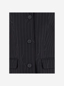 Al largo di blazer blazer di gessati di lana singola bianca