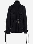 Giacca di cotone bianca con cintura