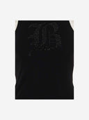 Blumarine Stretch Cotton Tank Top With Logo