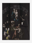 Off White Printed Cotton Hoodie