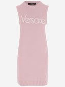 Abito di cotone allungato Versace con logo