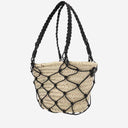 Paille Filippo Catarzi et sac en coton avec détails en cuir