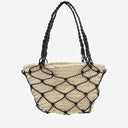 Paille Filippo Catarzi et sac en coton avec détails en cuir