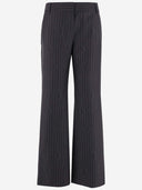 Off White Wool Blend Pinstripe Pants