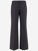 Off White Wool Blend Pinstripe Pants