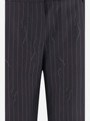 Off White Wool Blend Pinstripe Pants