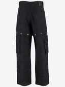 Off White Linen Cargo Pants With Logo