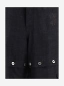 Off White Linen Cargo Pants With Logo