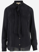 Michael Kors ruched metallic georgette shirt