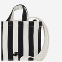 Patou Small Cotton Canvas Tote Bag With Striped Pattern