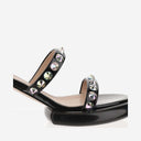 Francesca Bellavita Lilith Leather Mules With Rhinestones
