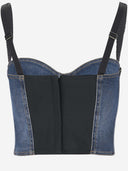 Dolce & Gabbana Denim Bustier With Logo Plaque