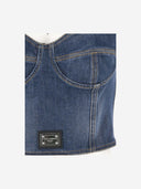Dolce & Gabbana Denim Bustier With Logo Plaque