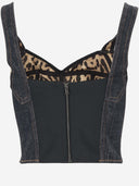 Dolce & Gabbana Denim Bustier med logo plakett